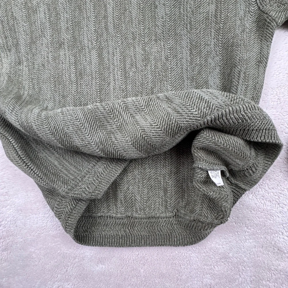 Vintage Chaps Men's L Olive Green Cotton Crew Neck Herringbone Knit Sweater 90's